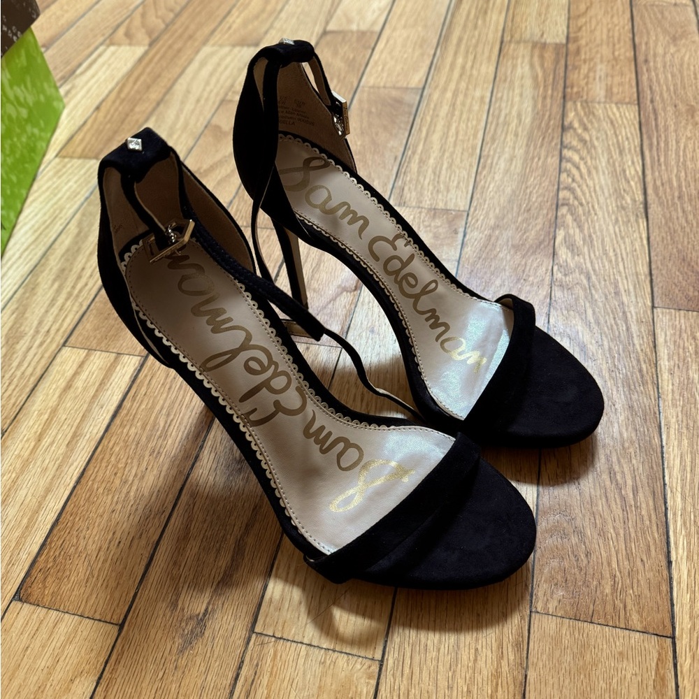 Sam Edelman Ariella Black Suede  Ankle Strap Sexy Stiletto